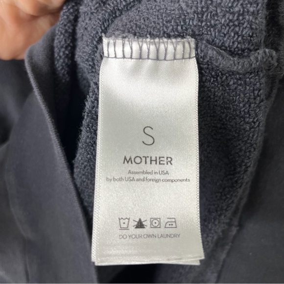 Mother The Push and Shove Sweatshirt Washed Black Size Small Shoulder Pads - Picture 5 of 7